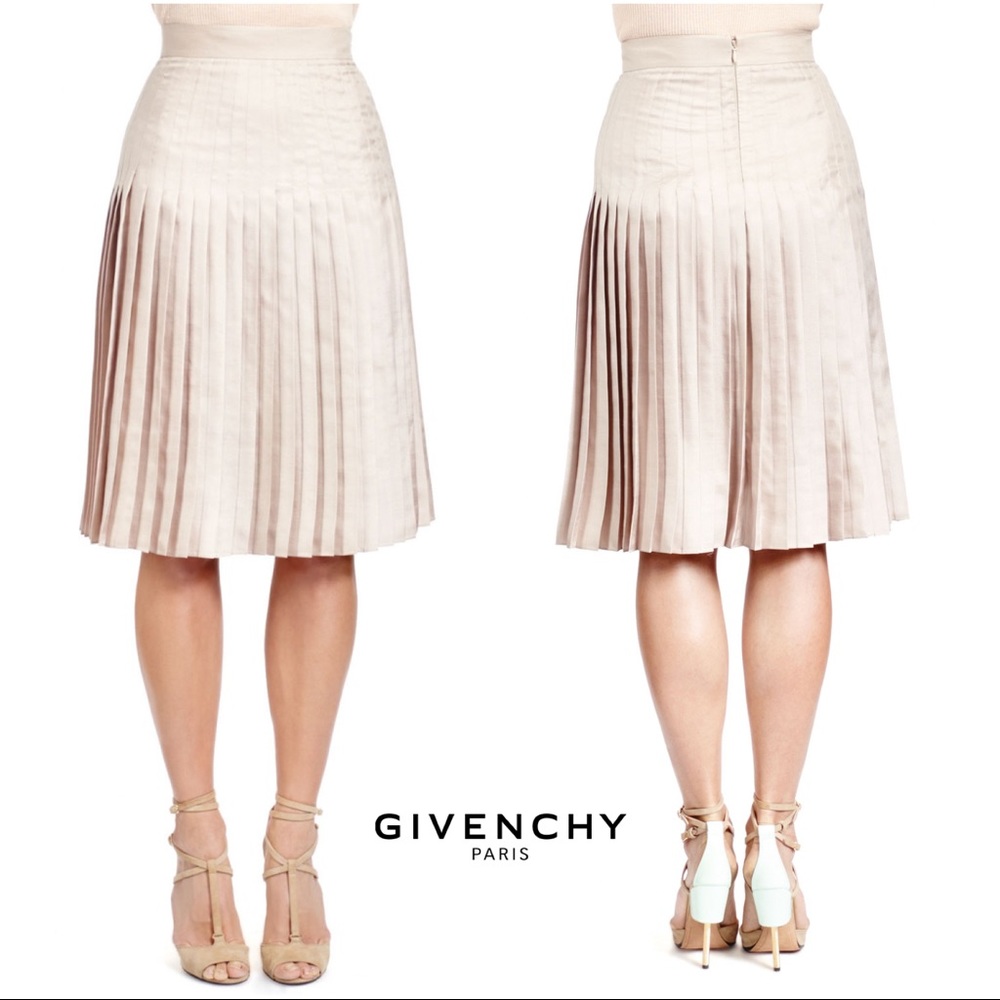 Givenchy Silk Stitch-Down-Pleated Skirt